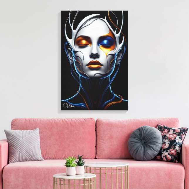 Abstract Futuristic Woman Portrait Canvas Art (Insitu (Vardagsrum))
