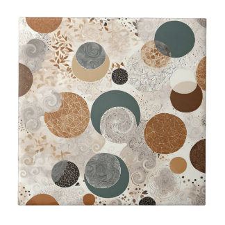 Abstract Geometric Circle Pattern Neutral Boho Kakelplatta