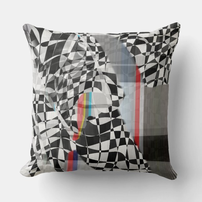 Abstract Geometric Collage Checker Pattern Kudde (Framsida)