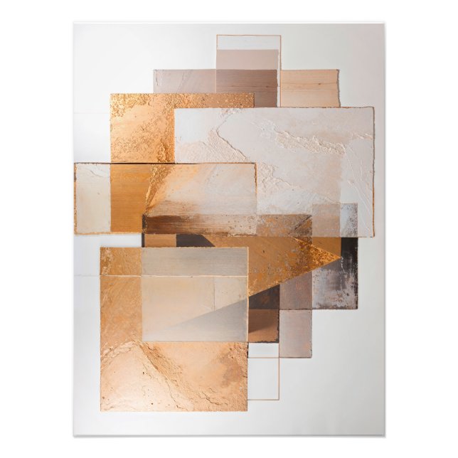 Abstract Geometric Collage with Earth Tones Fototryck (Framsidan)
