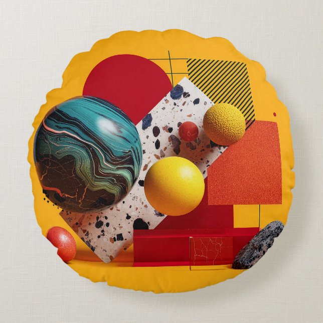 Abstract geometric colorful composition  rund kudde (Framsidan)