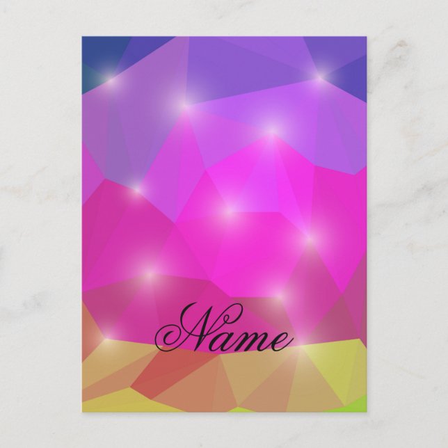 Abstract Geometric Crystal Mosaic in Pink Helg Vykort (Framsida)