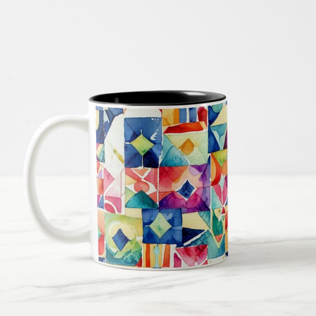Abstract geometric digital pattern 17 - Coffee Mug Två-Tonad Mugg (Vänster)