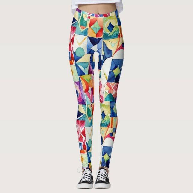 Abstract geometric digital pattern 17 - Leggings (Framsida)