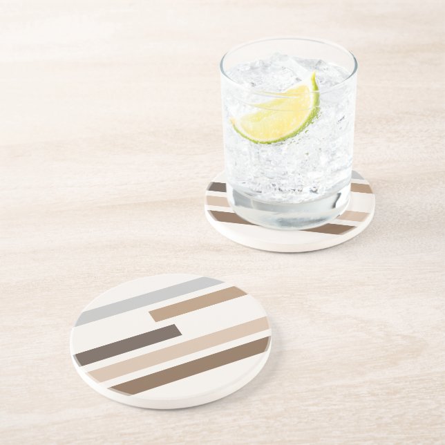 Abstract Geometric Earthtones Stripes Art Pattern Underlägg (Sidan)