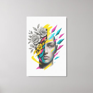 Abstract Geometric Face Modern Wall Art Canvastryck