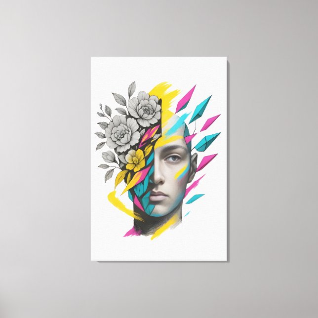 Abstract Geometric Face Modern Wall Art Canvastryck (Framsida)