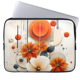 Abstract Geometric Floral Laptop Fodral