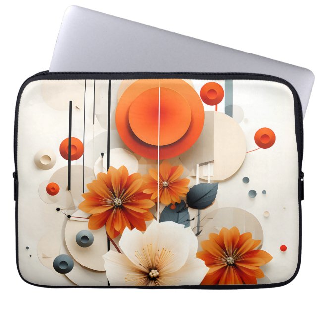 Abstract Geometric Floral Laptop Fodral (Framsidan)