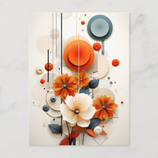 Abstract Geometric Floral Vykort