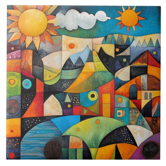 Abstract Geometric Painting Kakelplatta (Framsidan)