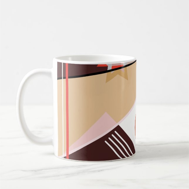 Abstract geometric pattern,  silk scarf shawl desi kaffemugg (Vänster)
