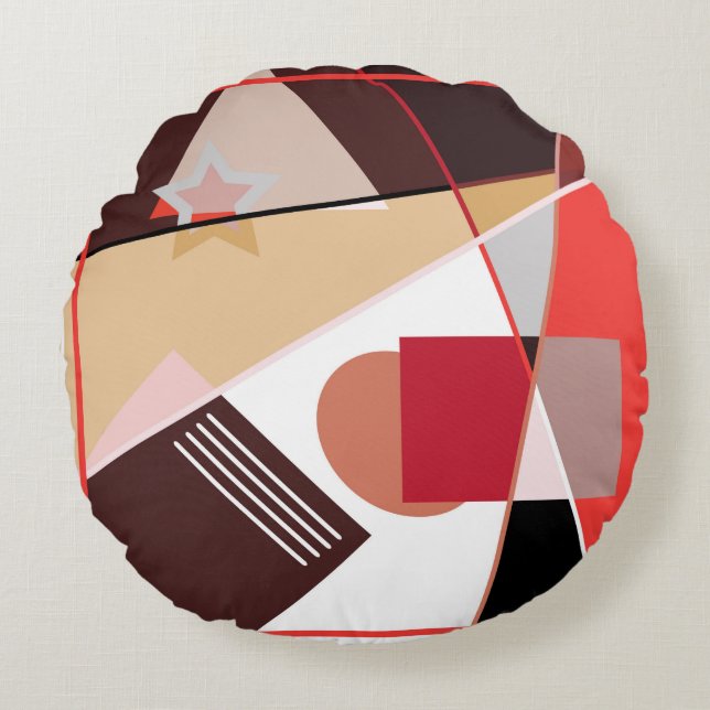 Abstract geometric pattern,  silk scarf shawl desi rund kudde (Framsidan)