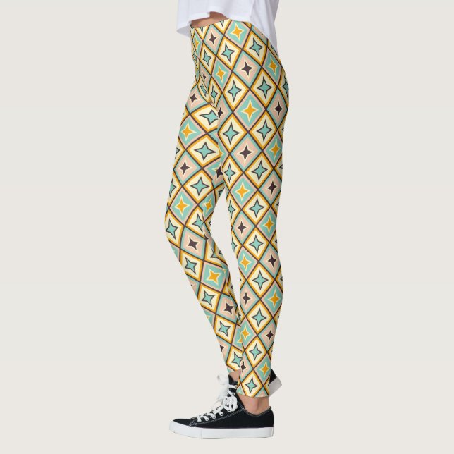 Abstract geometric pattern with diamond shapes leggings (Vänster)