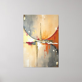 Abstract Geometric Wall Art, Modern Gold & Neutral Canvastryck