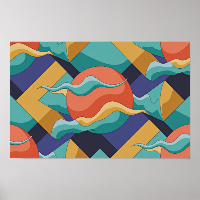 Abstract Geometric Waves Poster (Framsidan)