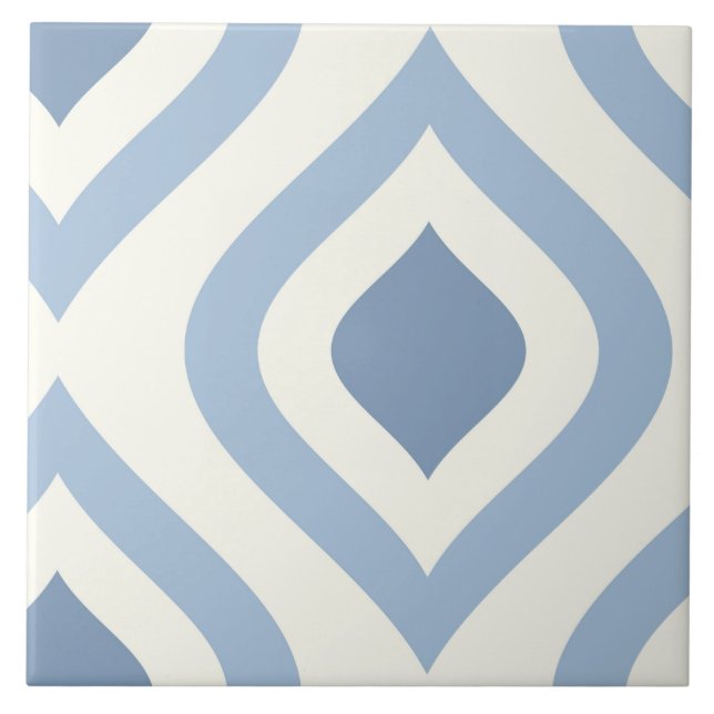 Abstract geometrical, blue and off white kakelplatta (Framsidan)