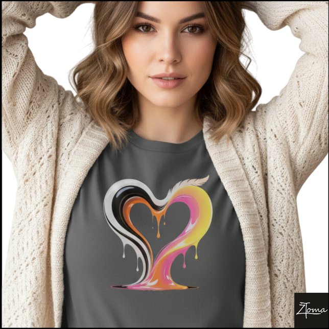 Abstract Glossy Dripping Heart Pop Art T Shirt (Sample design. Several style are available to choose from, with the option to add a name & color.
)