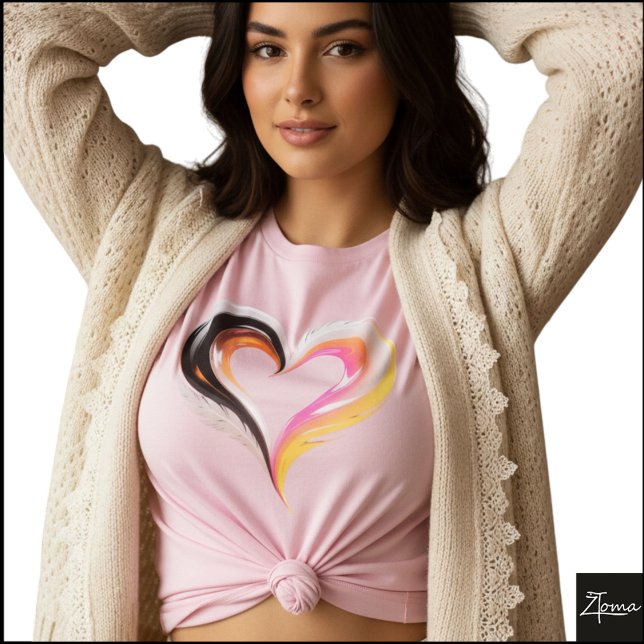Abstract Glossy Feathered Heart Pop Art T Shirt (Sample design. Several style are available to choose from, with the option to add a name & color.
)