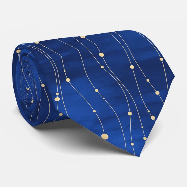  Abstract Gold Lines and Dots on Blue Slips (Rullad)