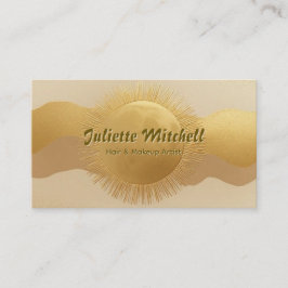 Abstract Gold Sun Hair & Makeup Artist Card Visitkort