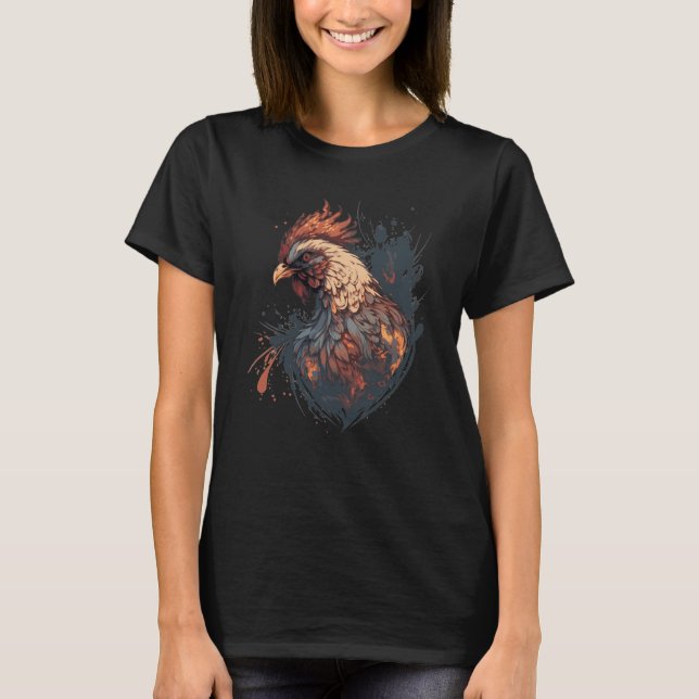 Abstract Graffiti Chicken Farm Animal Pet Chickens T Shirt (Framsida)