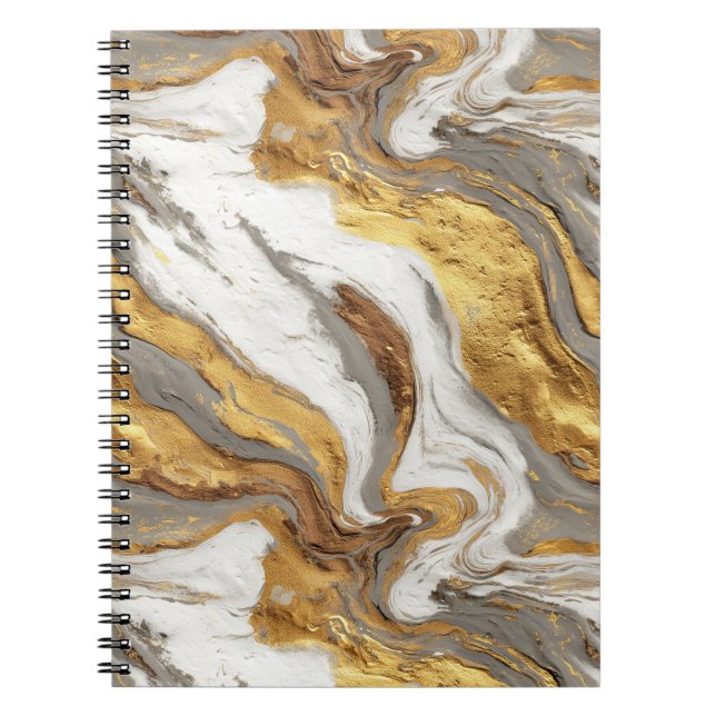 Abstract Gray Marble Texture with Flowing Gold Anteckningsbok (Framsidan)