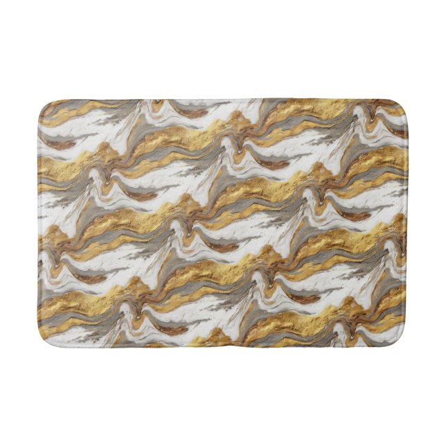 Abstract Gray Marble Texture with Flowing Gold Badrumsmatta (Framsidan)