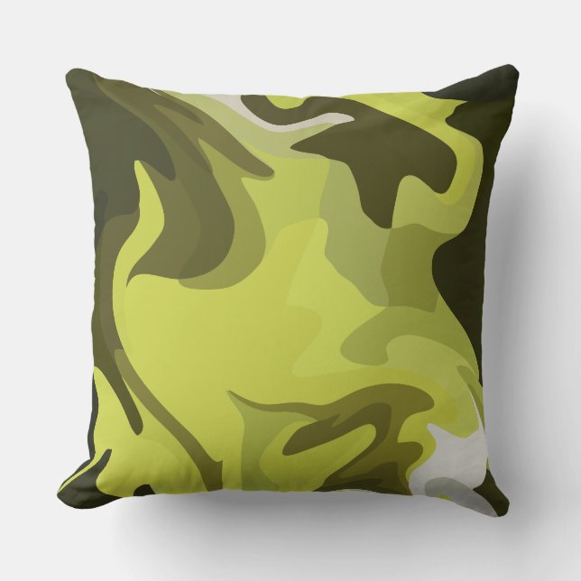 Abstract Green Fluid Art with Dark Accents Kudde (Framsida)