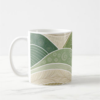 Abstract Green Hills Art Mug | Modern Nature Kaffemugg