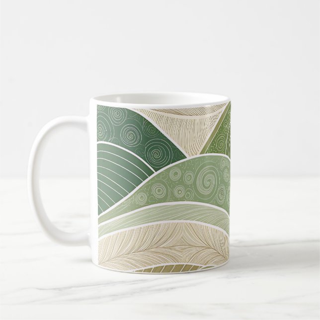 Abstract Green Hills Art Mug | Modern Nature Kaffemugg (Vänster)