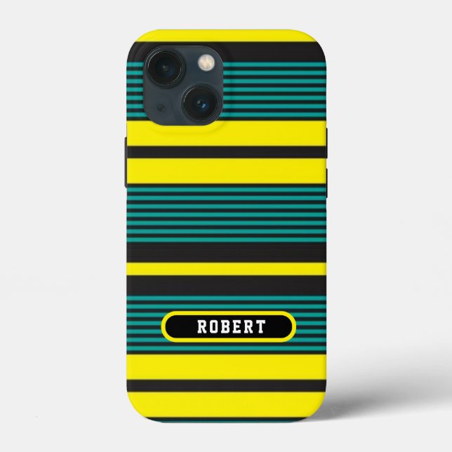 Abstract green yelloe retro stripes (Baksida)