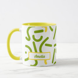 Abstract Green Yellow Lines Mugg