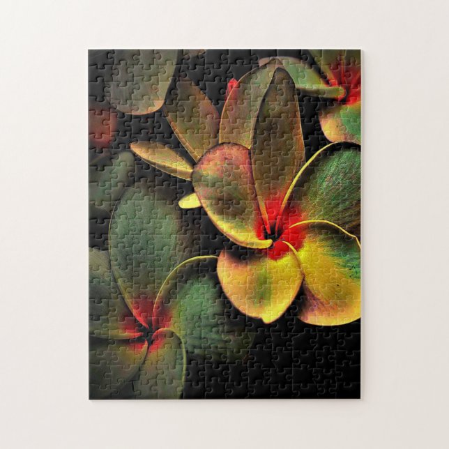 Abstract Green Yellow Red Fractal Art Flower Pussel (Vertikal)