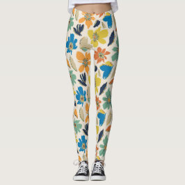 Abstract Hand-Drawn Boho Floral Pattern Leggings