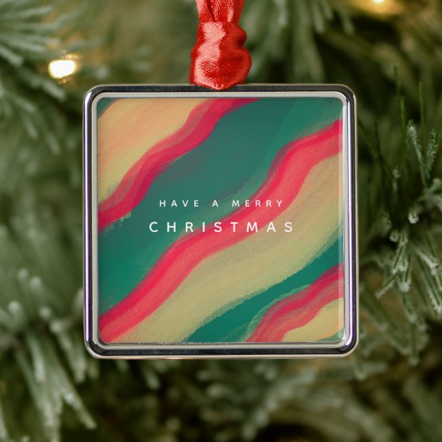 Abstract Hand Painted Pattern Flat Holiday Card Julgransprydnad Metall (Träd)