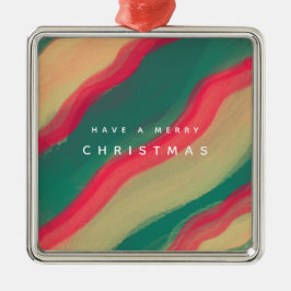 Abstract Hand Painted Pattern Flat Holiday Card Julgransprydnad Metall