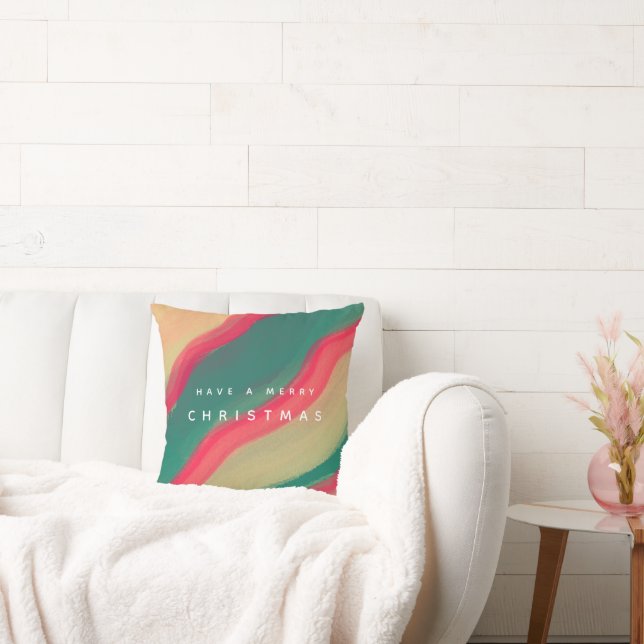 Abstract Hand Painted Pattern Flat Holiday Card Kudde (Soffa)