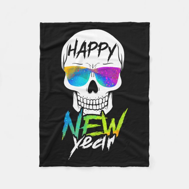 Abstract Happy New Skull Year  Fleecefilt (Framsidan)