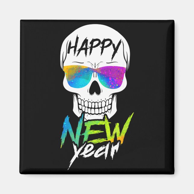 Abstract Happy New Skull Year  Magnet (Framsidan)