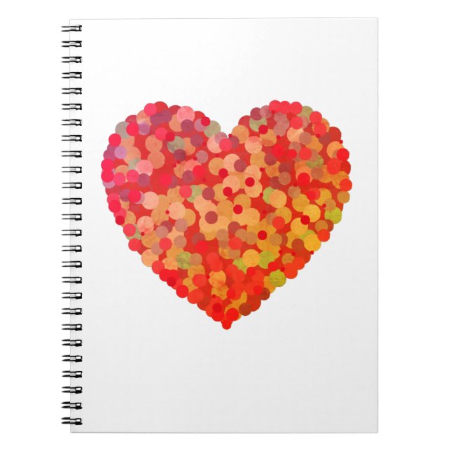 Abstract Heart Confetti Art Anteckningsbok (Framsidan)