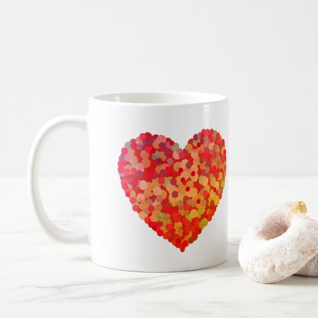 Abstract Heart Confetti Art Kaffemugg (Med munk)