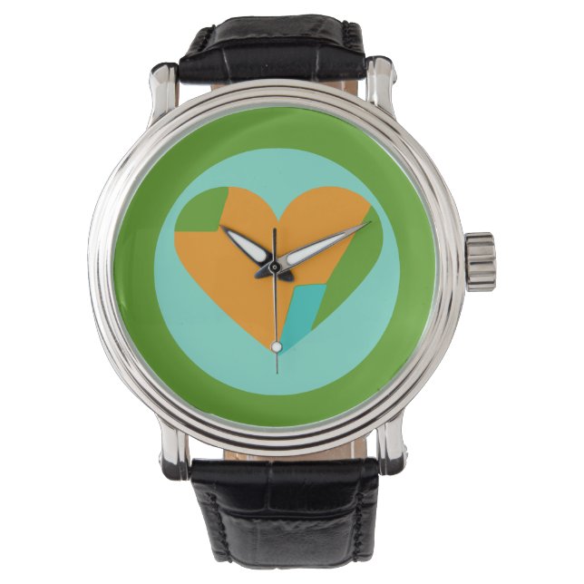 Abstract Heart Green Teal Orange Circle Armbandsur (Framsida)
