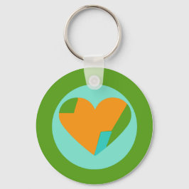 Abstract Heart Green Teal Orange Circle Nyckelring