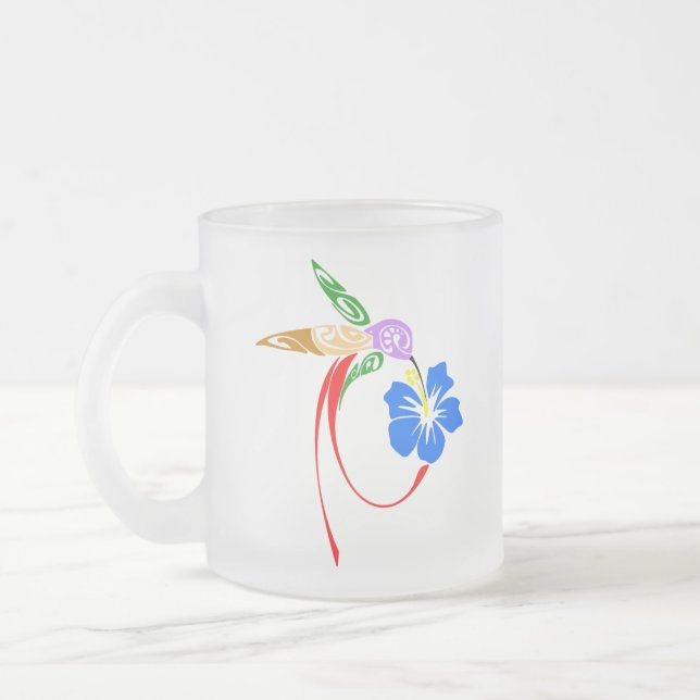 Abstract Hummingbird Frosted Mug Frostad Glasmugg (Vänster)