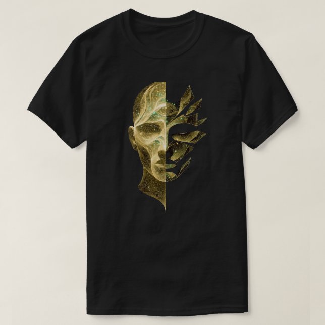 Abstract Identity Split Face – Layered Cosmic Self T Shirt (Design framsida)