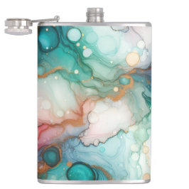 Abstract in Pink, Teal, Blue, and Gold Fickplunta