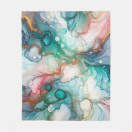 Abstract in Pink, Teal, Blue, and Gold Fleecefilt