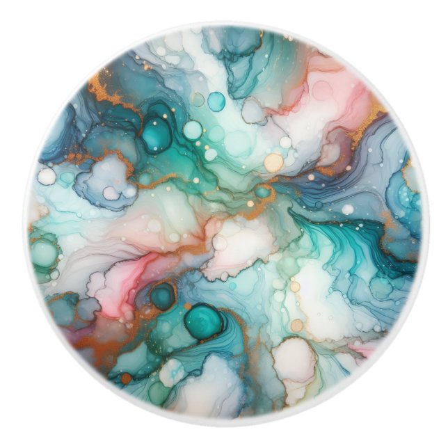 Abstract in Pink, Teal, Blue, and Gold Knopp (Framsidan)