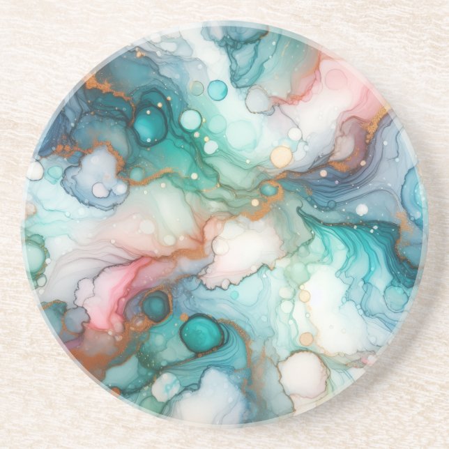 Abstract in Pink, Teal, Blue, and Gold Underlägg (Framsidan)